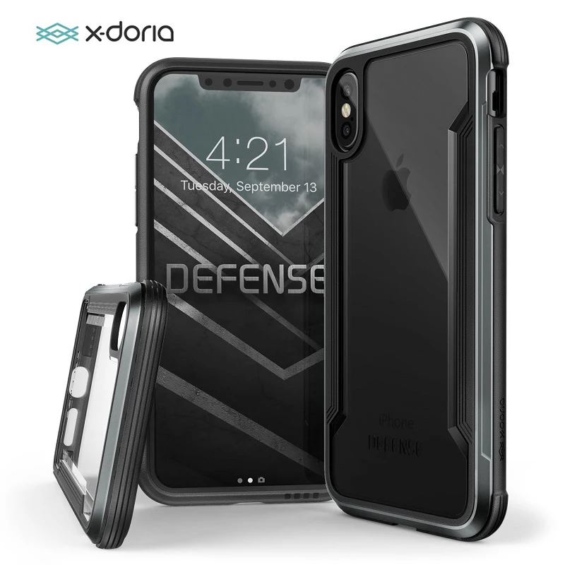 X-Doria Phone Case For iPhone XS X Defense Shield Military Grade Drop Tested Aluminum Protective Cover |