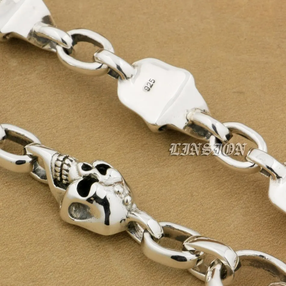 925 пробы брелок с серебряным черепом и рыбным крючком мужской байкерский кошелек