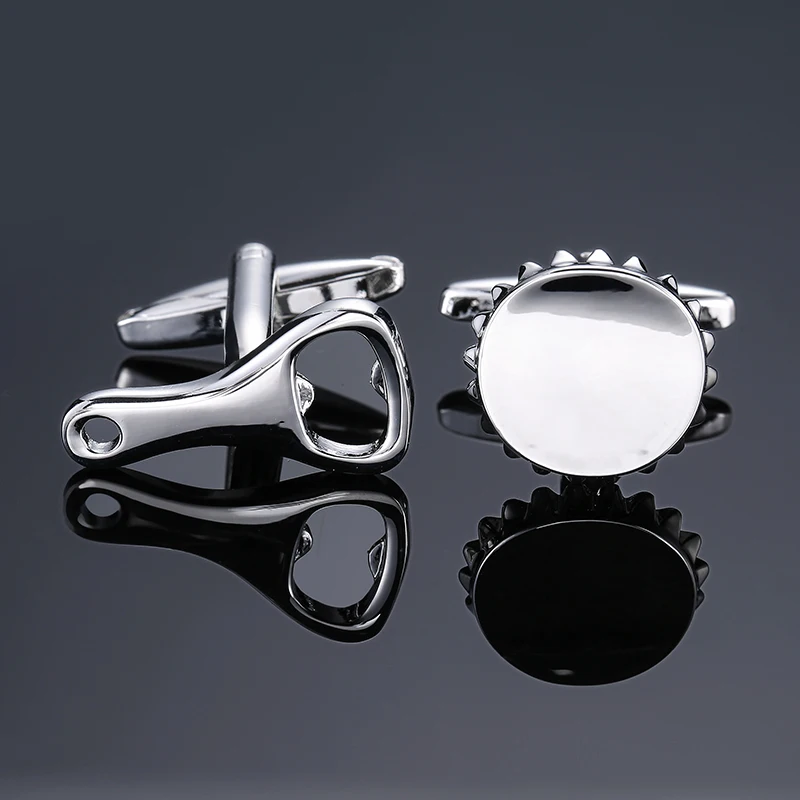 

DY The new high quality brass Silvery cover for beer bottle opener Cufflinks Men's French shirt Cufflinks free shipping