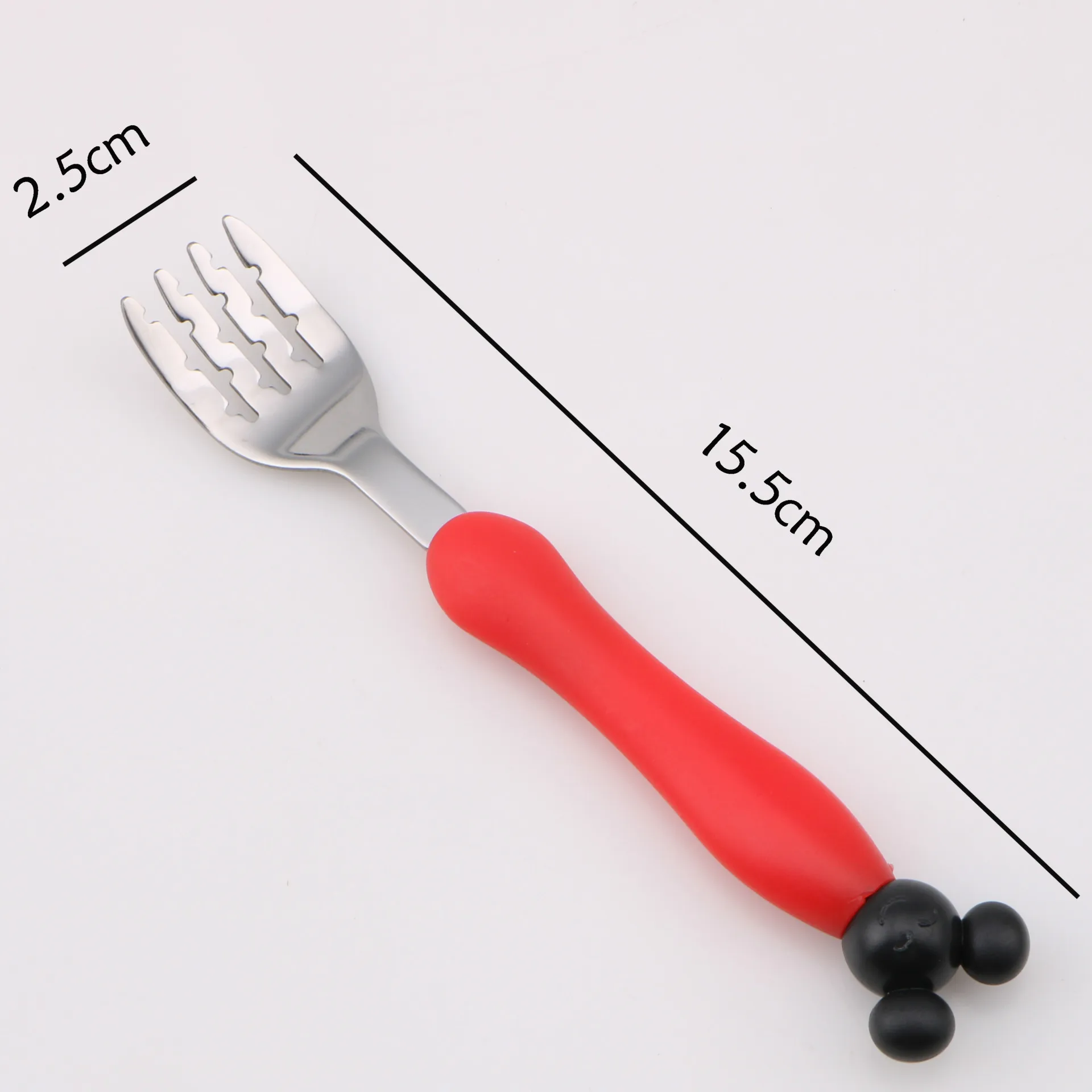 red fork Мультяшная детская ложка Микки, вилка, набор для кормления ребенка, ложка из нержавеющей стали, детская посуда для еды, Детские аксессуары для мелкой посуды - Цвет: red fork