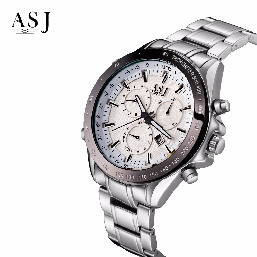Топ бренд ASJ часы мужские Relojes Mujer водонепроницаемые кварцевые наручные в