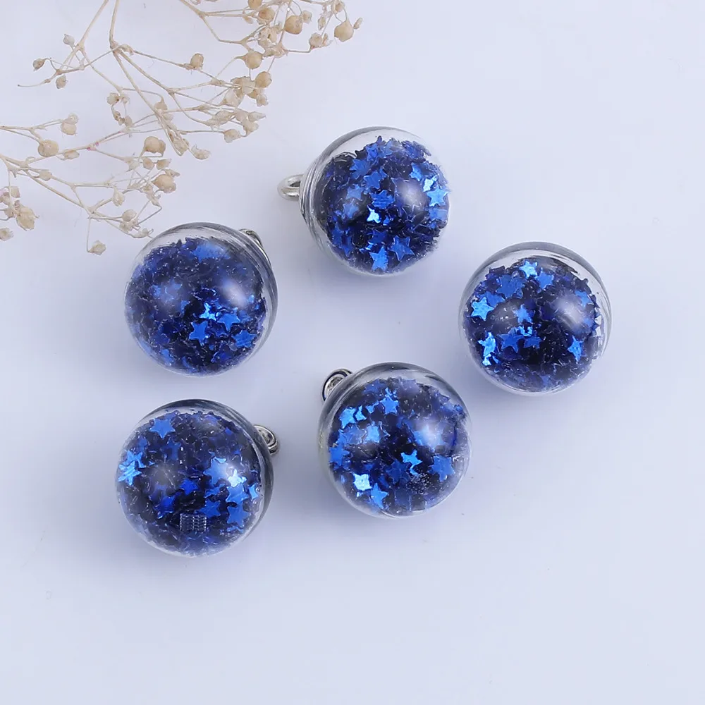 DoreenBeads DIY фурнитура Подвеска Стекло Шарм прозрачное стекло пузырь пентаграмма звезда многоцветный блестки 21 мм x 16 мм, 20 шт