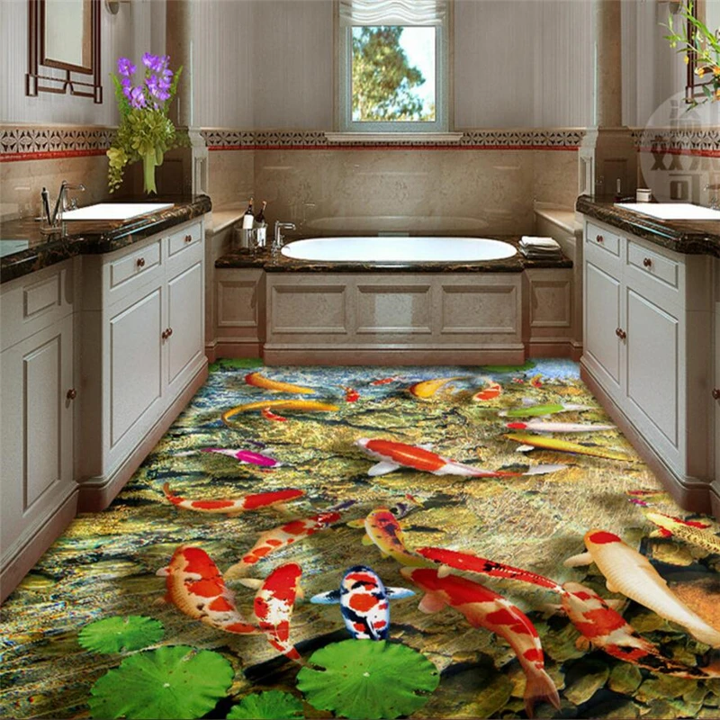 Настенная фотообои на заказ самоклеящаяся пленка для пола Китайский Лотос карп