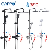 gappo black bathtub shower thermostatic cold and hot water temperature control faucets shower system big overhead