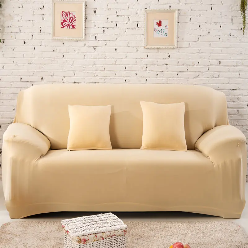 Light yellow Эластичный чехол на диван однотонный диван крышка с клетчатым принтом стрейч секционные Чехлы Диван Крышка Lshape 1/2/3/4-Seater - Цвет: Light yellow