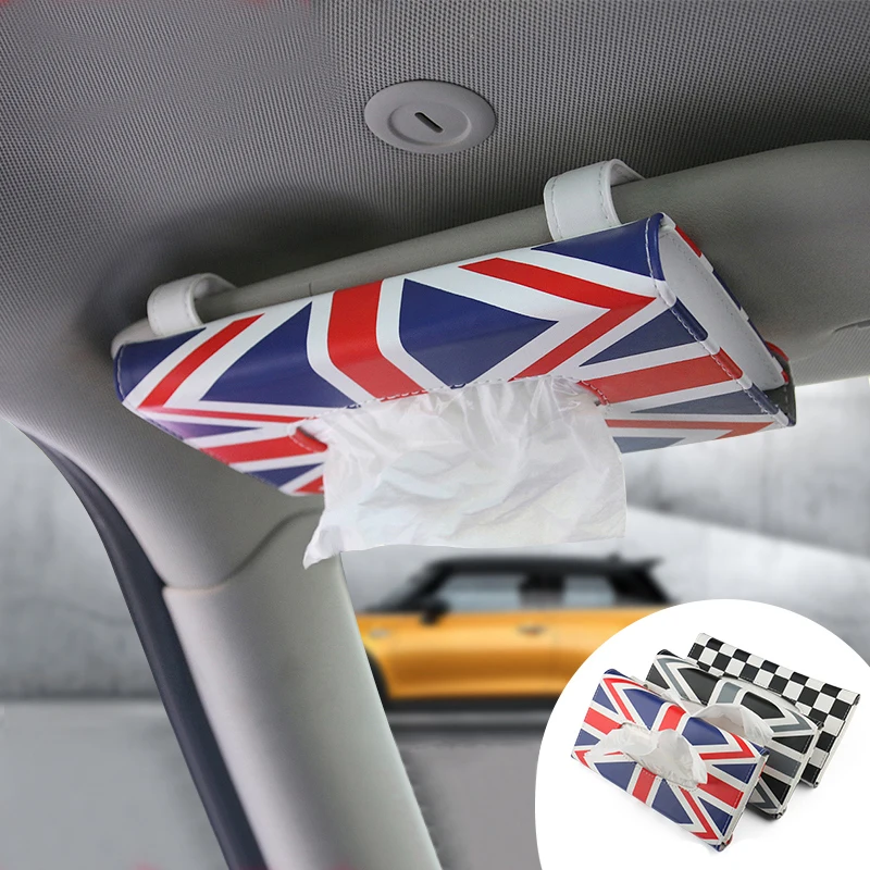 

Car Sun Visor PU Tissue Box Napkin Holder Clipper For BMW Mini Cooper JCW S R55 R56 R60 R61 F55 F56 F60 Car Styling Accessories