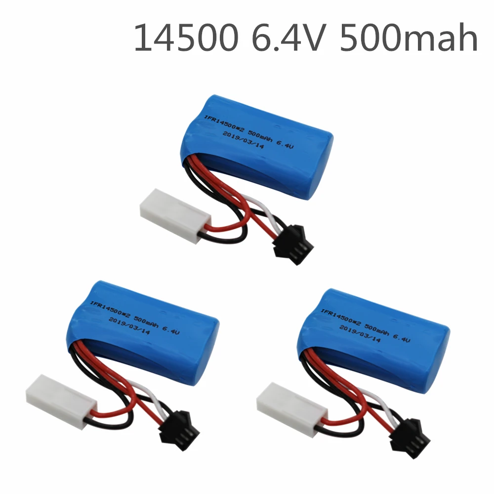 3 шт. 6 4 В 500 мАч 14500 литий ионный аккумулятор WLTOYS 18401/02 привода высокоскоростной