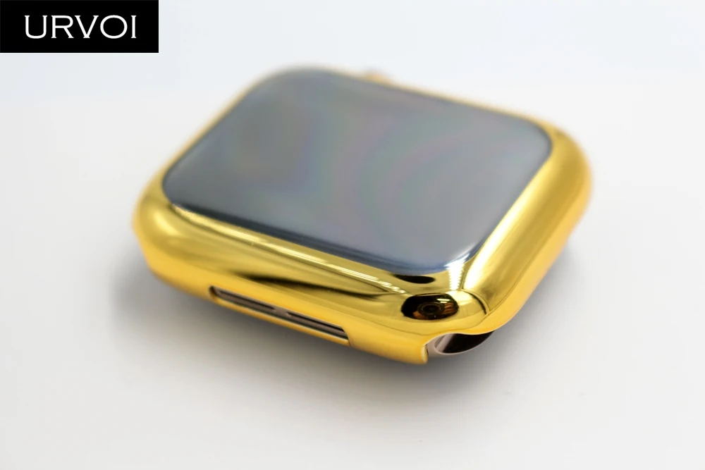 URVOI полное покрытие для Apple Watch series 5 4 3 2 пластиковый бампер жесткий экран протектор для iWatch ультратонкий гальванический чехол