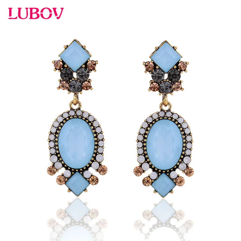 Цвет ful акриловые Круглые Камень Кристалл падение серьги горный хрусталь