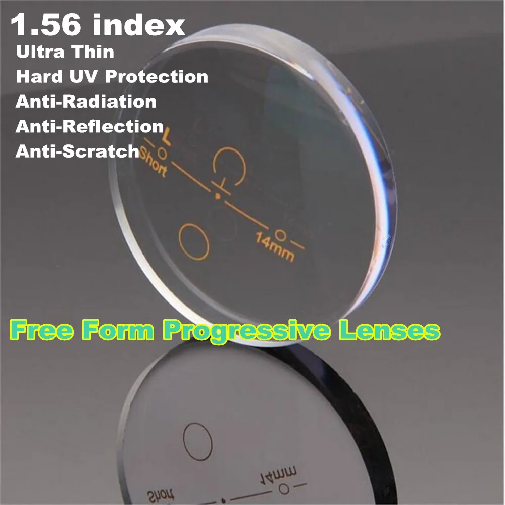 2PCS 1.56 index Progressive Bifocal Multi Focus Aspheric Prescription Lenses CR-39 UV Protection Anti Reflective Coating Glasses