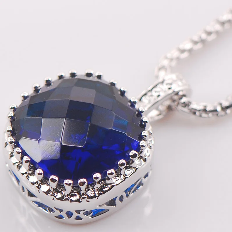 

Голубой Кристалл Циркон 925 стерлингового серебра ювелирные изделия кулон TE435