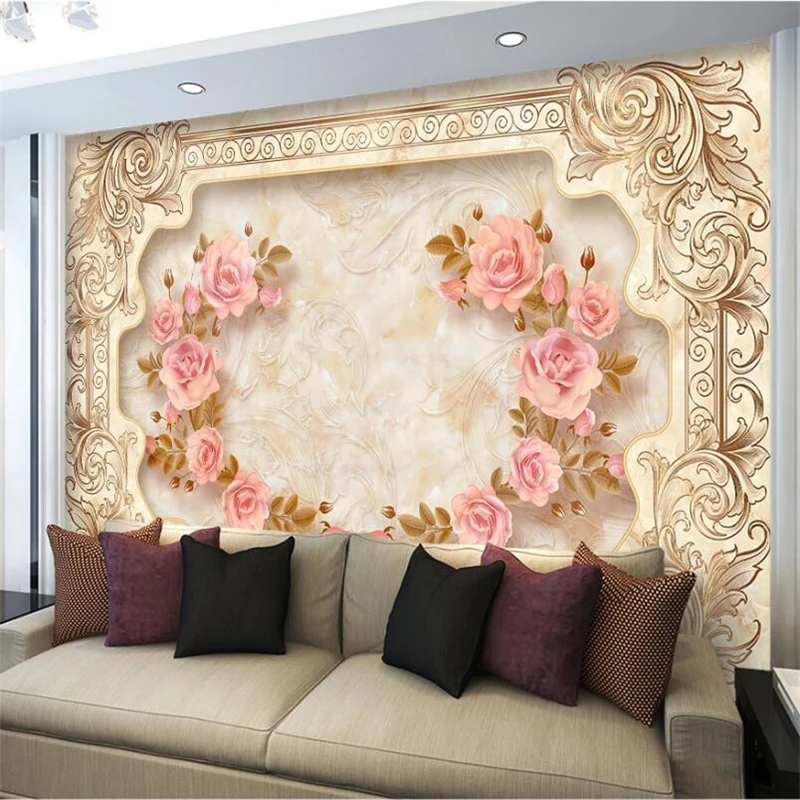 Papel де parede пользовательские обои 3d Европейский мрамор тисненый камень ТВ фон