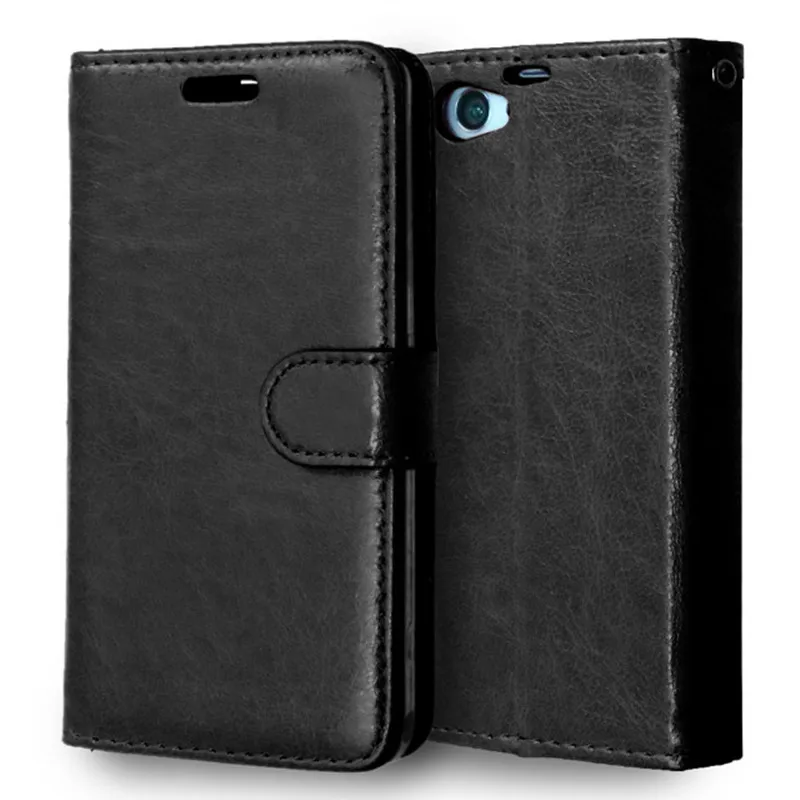 Z1 Mini Роскошный Черный чехол кошелек с 3 картами кожаный книжка для Sony Xperia Compact D5503