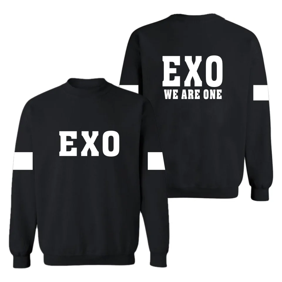 LUCKYFRIDAYF Kpop Exo женская кофта с капюшоном Толстовка Suho Sehun Luhan черная Осенняя Женская