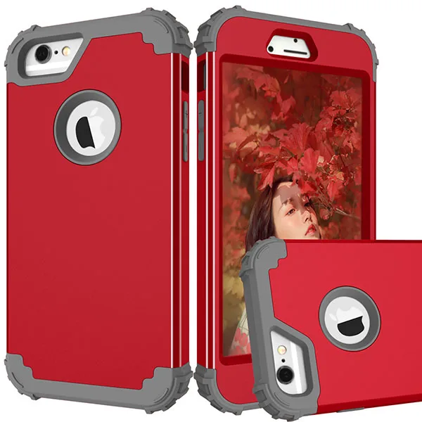 Red and Gray 360 противоударный бронированный чехол для iPhone X 7 6 6S Plus Fundas, высокое качество, 3 в 1, гибридный ПК+ ТПУ, задняя крышка, противоударный чехол для телефона s - Цвет: Red and Gray