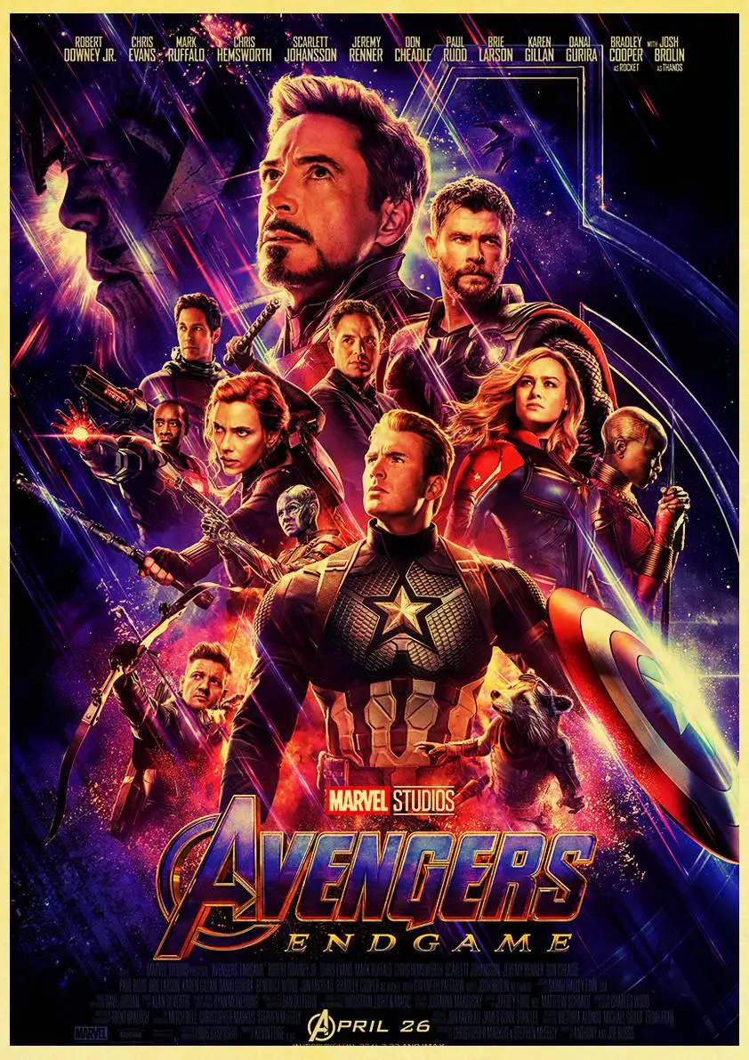 E142 Постер из крафт-бумаги с героями фильма Marvel, Мстителями, супергероями, ретро постером и принтами, наклейка на стену для кафе и комнаты, художественная живопись - Цвет: E142