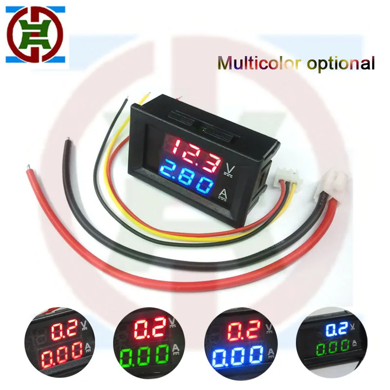 YDT DC 100V 1A 10A 50A 100A Мини цифровой вольтметр Амперметр измеритель напряжения тока тестер 0,2" синий красный двойной светодиодный дисплей