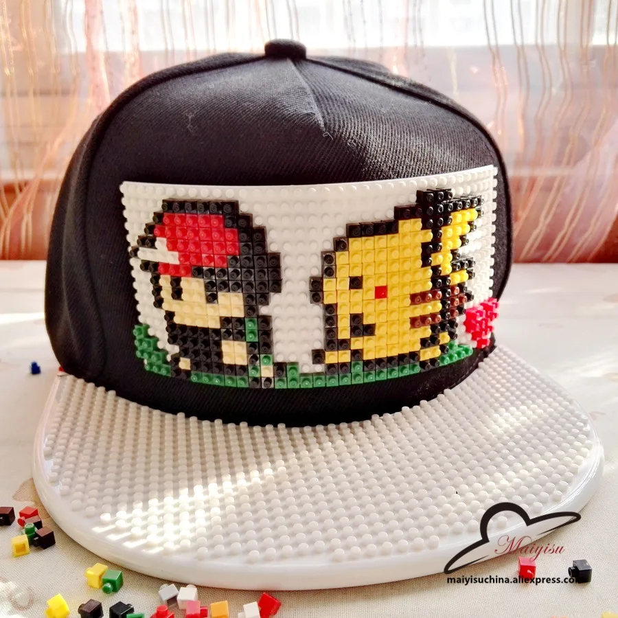 Бейсбольная кепка Pokemon Go Brick Pikachu, бейсболка в стиле хип-хоп, Кепка Snapback для мужчин и женщин, кепка со съемными блоками
