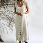 Платье-сарафан женское из хлопка и льна, без рукавов, на пуговицах
