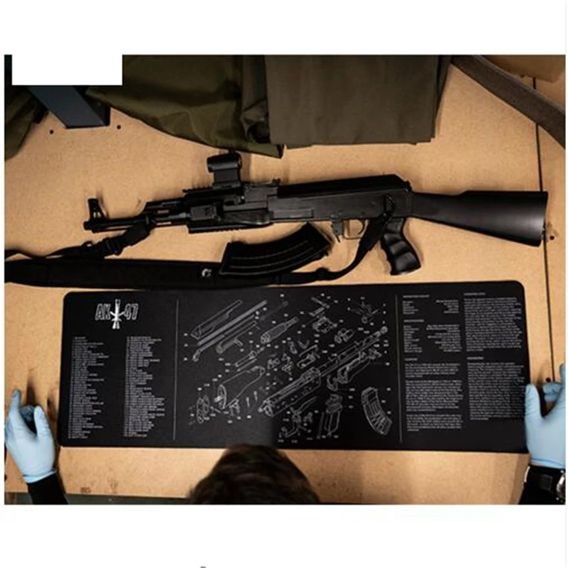 Резиновый коврик для чистки пистолета AR15 AK47 с диаграммой деталей и инструкциями