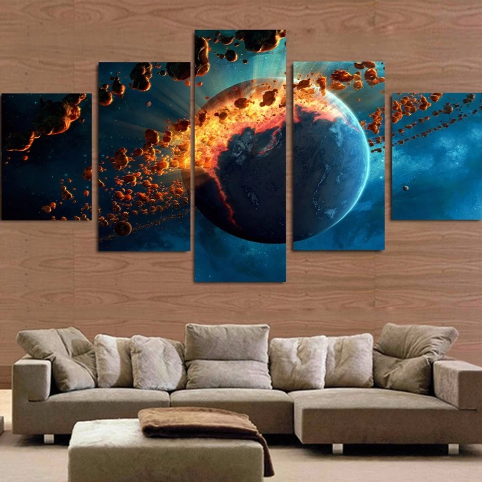 

Wall Art Pictures Home Decor Poster Unframed 5 Pieces Universe Stellar Explosion Spark Abstract Landscape Modern Painting Canvas