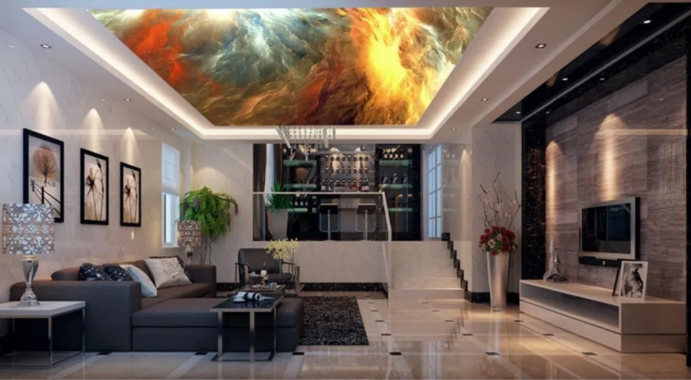 3d потолочные обои домашний декор космическое солнце нетканые для ванных комнат |