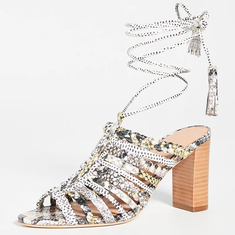 Murah Fringe Cross-Diikat Tali Pergelangan Kaki Tinggi Chunky Heels Sandal Wanita Renda Besar Ukuran 11 16 Untuk Wanita Musim Panas Sepatu Etnik