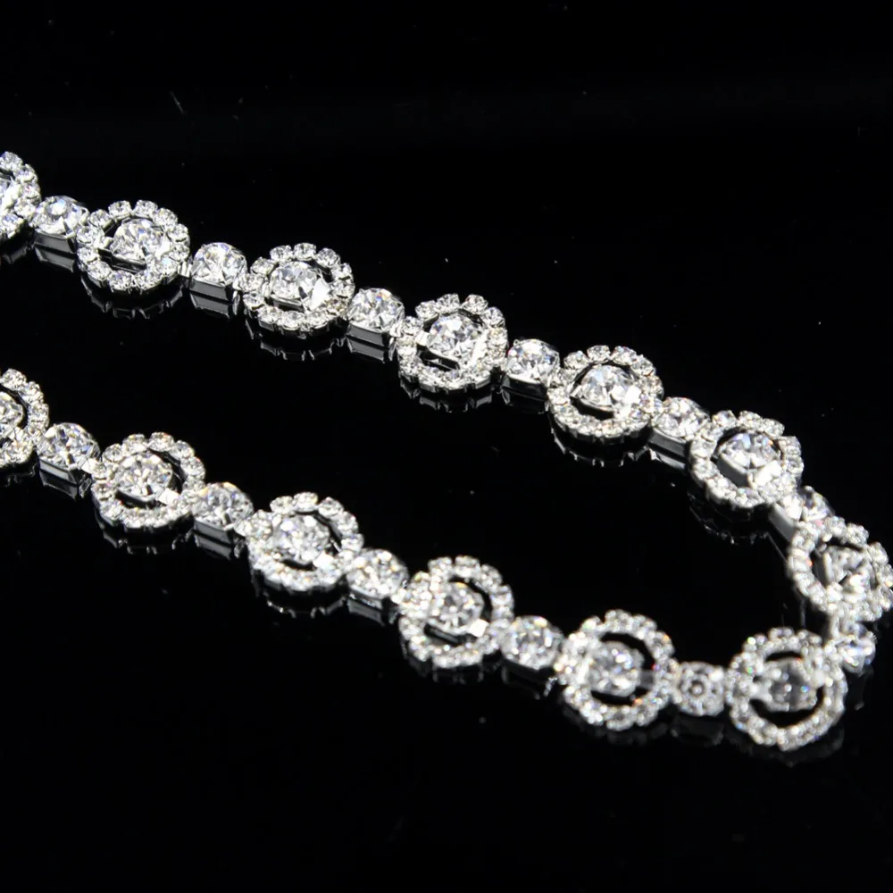 1 ярд блестящий круглый горный хрусталь кристалл отделка медная цепь платье