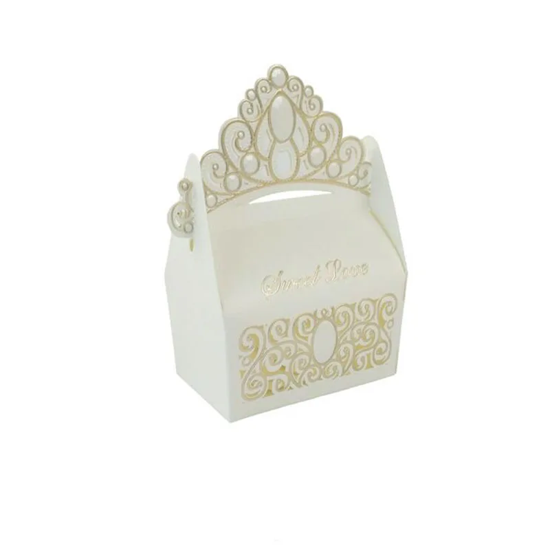 White 10pcs High Quality Wedding Dragee Box Colorful Cake Packaging Box Paper Gift Boxes for Packaging Wedding Event& Party Supplies - Цвет: White