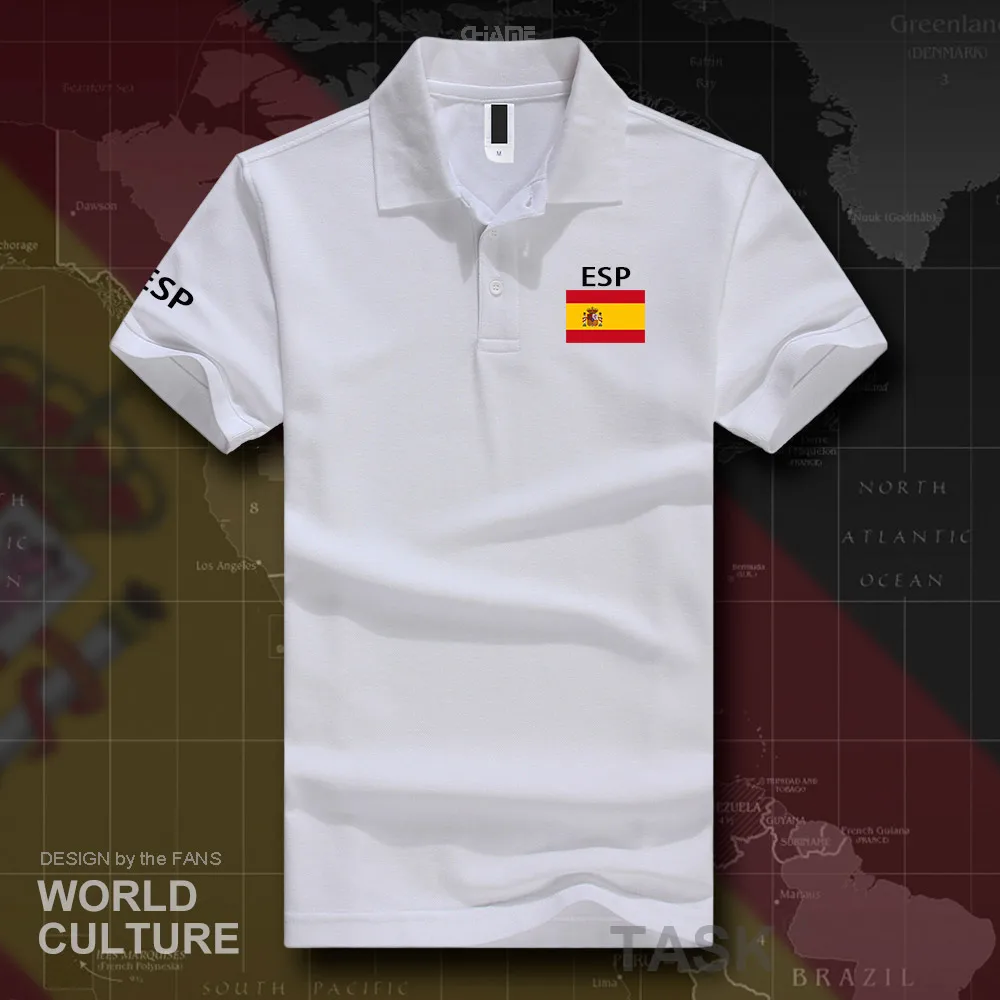 Мужская хлопковая рубашка-поло Kingdom of Spain белая с короткими рукавами и принтом в