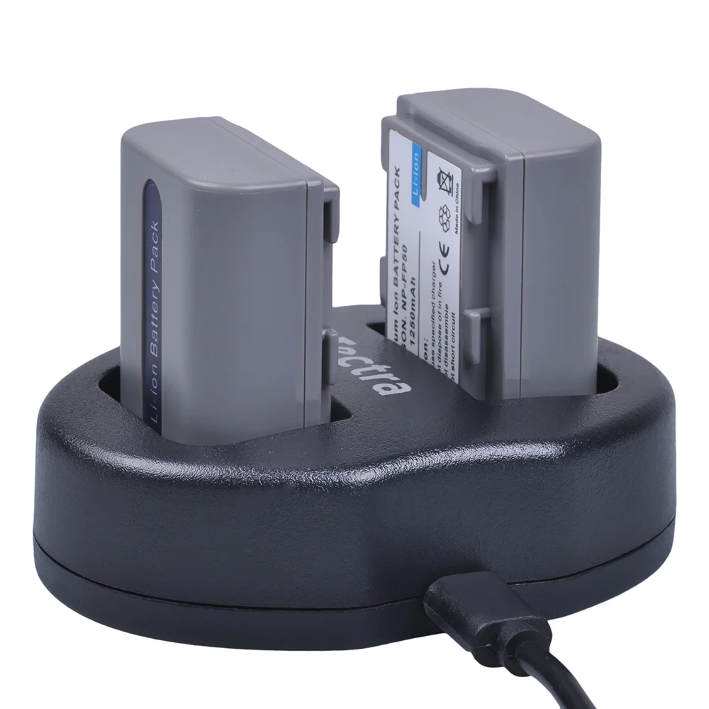Tectra 4 шт. NP FP50 батарея камеры + двойное зарядное устройство USB для Sony DCR HC30 40 4365 65 85 94E