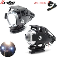 for 2pcs 125w motorcycle headlights auxiliary lamp u5 led motorbike spotlight accessories 12v moto drl spot head lights