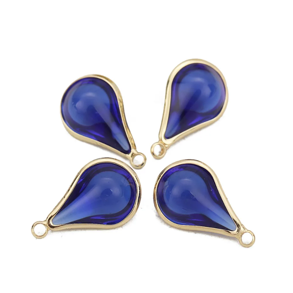 DoreenBeads модные медные и стеклянные подвески, Золотой Павлин, синие разноцветные шармы 18 мм x 10 мм(6/" x 3/8")-17 мм x 10 мм, 5 шт