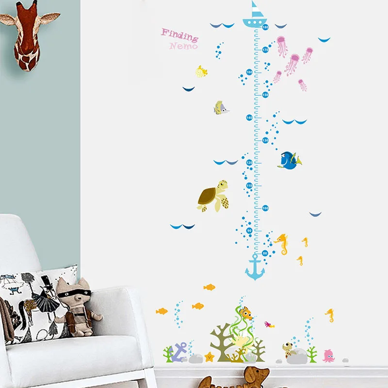 Kids Height Chart Wall Sticker Home Decor Cartoon Nemo Decals for Room Art Wallpaper Mural Bedroom Living room | Дом и сад