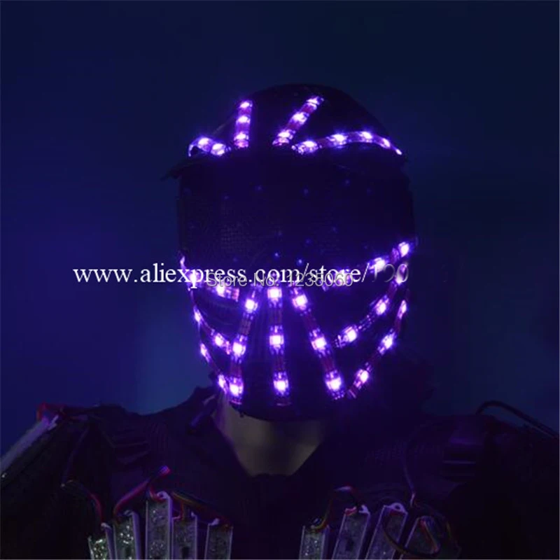 New RGB Colorful LED Luminous Robot Helmet Flashing Halloween Christmas Party Stage Performance Hat Headwear For Dancing Bar DJ | Дом и сад