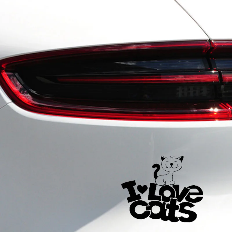 YJZT 14 7 см * 12 2 Виниловая наклейка I Love Cats мультяшный Кот котенок стикер для