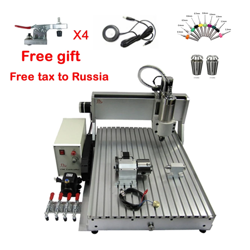 1.5KW 3-х осевой металлический древесины фрезерный станок с ЧПУ 6090 4 оси Резак ER11