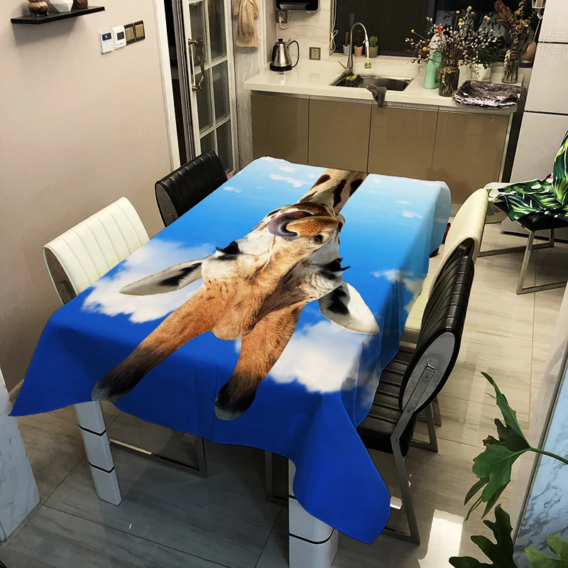 3d скатерть с животными креативные зеленые растения Фламинго узор полиэстер удобная Водонепроницаемая скатерть крышка для детей