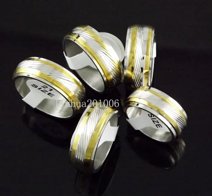Кольцо из нержавеющей стали с золотым ободком 10 мм 36 шт.|fashion jewelry ring|jewelry ringsstainless