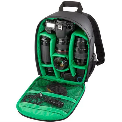 No.7460-Green Рюкзак для камеры, водонепроницаемая Нейлоновая Сумка для DSLR камеры, сумки для видео с дождевиком, чехлы для штатива с полиэтиленовой подкладкой для фотографа Canon Nikon - Цвет: No.7460-Green