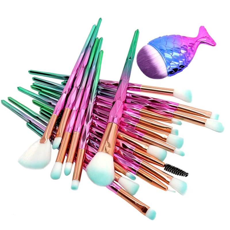 21pcs Pink Green SinSo набор кистей для макияжа 10-21 шт Профессиональный набор кистей для макияжа единорога основа, румяна, тени для век Контур Макияж Кисти Инструменты - Handle Color: 21pcs Pink Green