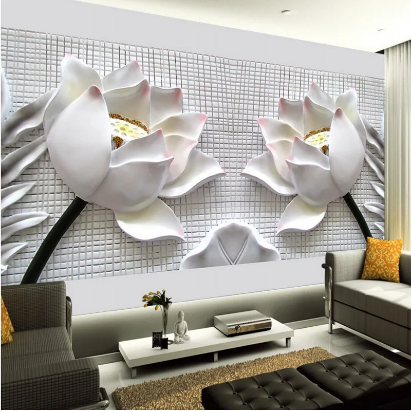 

Beibehang Custom Photo Wallpaper Lotus Floral Mural TV Background wallpaper for walls 3 d papel de parede para quarto wall paper