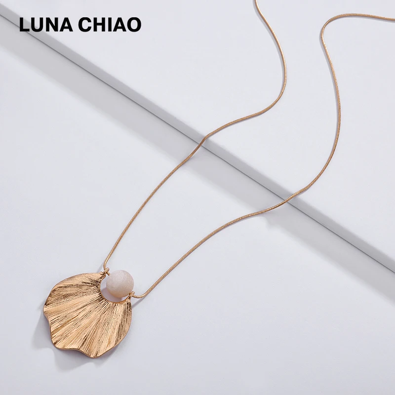 LUNA CHIAO модные Изношенные позолоченные металлические кулоны в форме веера