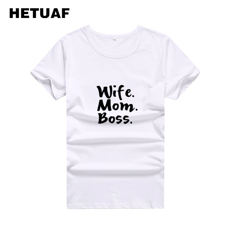 HETUAF Wife Mom Printed T-shirt Women Tops 2018 Fashion Ulzzang Tshirt Feminina Feminist Tee Shirt Femme Dropshipping | Женская одежда