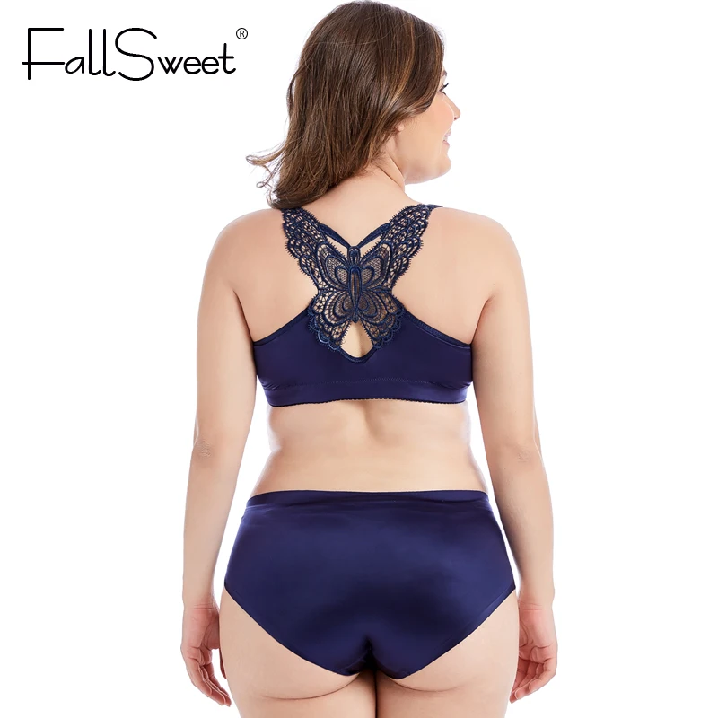 Бюстгальтеры с застежкой спереди FallSweet, комплект нижнего белья для женщин, бюстгальтер с кружевной спинкой, с эффектом пуш-ап