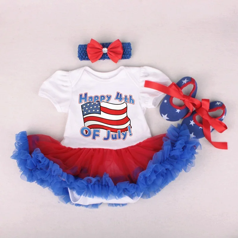 Патриотическая Одежда для младенцев новорожденных в 4 июля детское платье