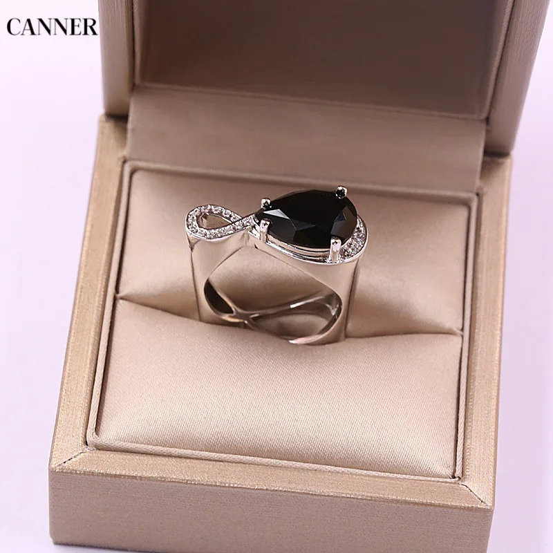 Canner Big Square Geometric Ring With Large Stone Crystal Engagement Rings For Men Women Vintage Punk Knuckle Finger W4 | Украшения и