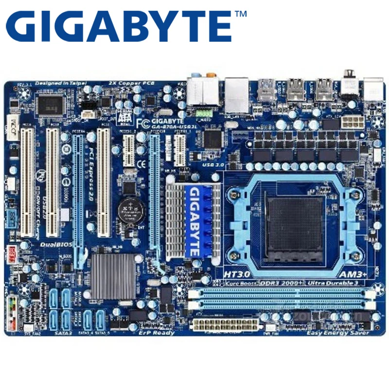 

GIGABYTE GA-870A-USB3L Desktop Motherboard 870 Socket AM3/AM3+ DDR3 8G ATX For Phenom II/Athlon II Original Used 870A-USB3L