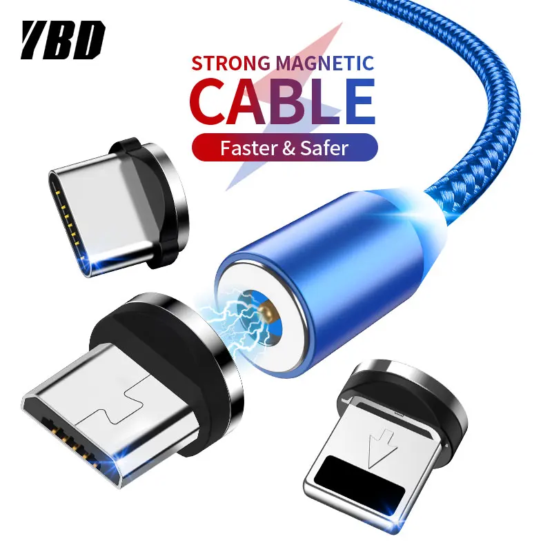 YBD 1 м 2 СВЕТОДИОДНЫЙ Магнитный зарядный кабель для Samsung Huawei Xiaomi Micro USB магнитное