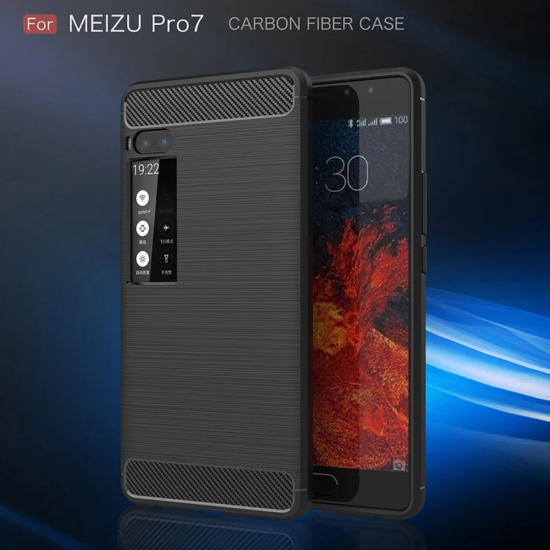 Remanbor For MeiZu Pro 7 Plus Silicone TPU Case Soft Back Carbon Fiber Cover Replacement Phone |